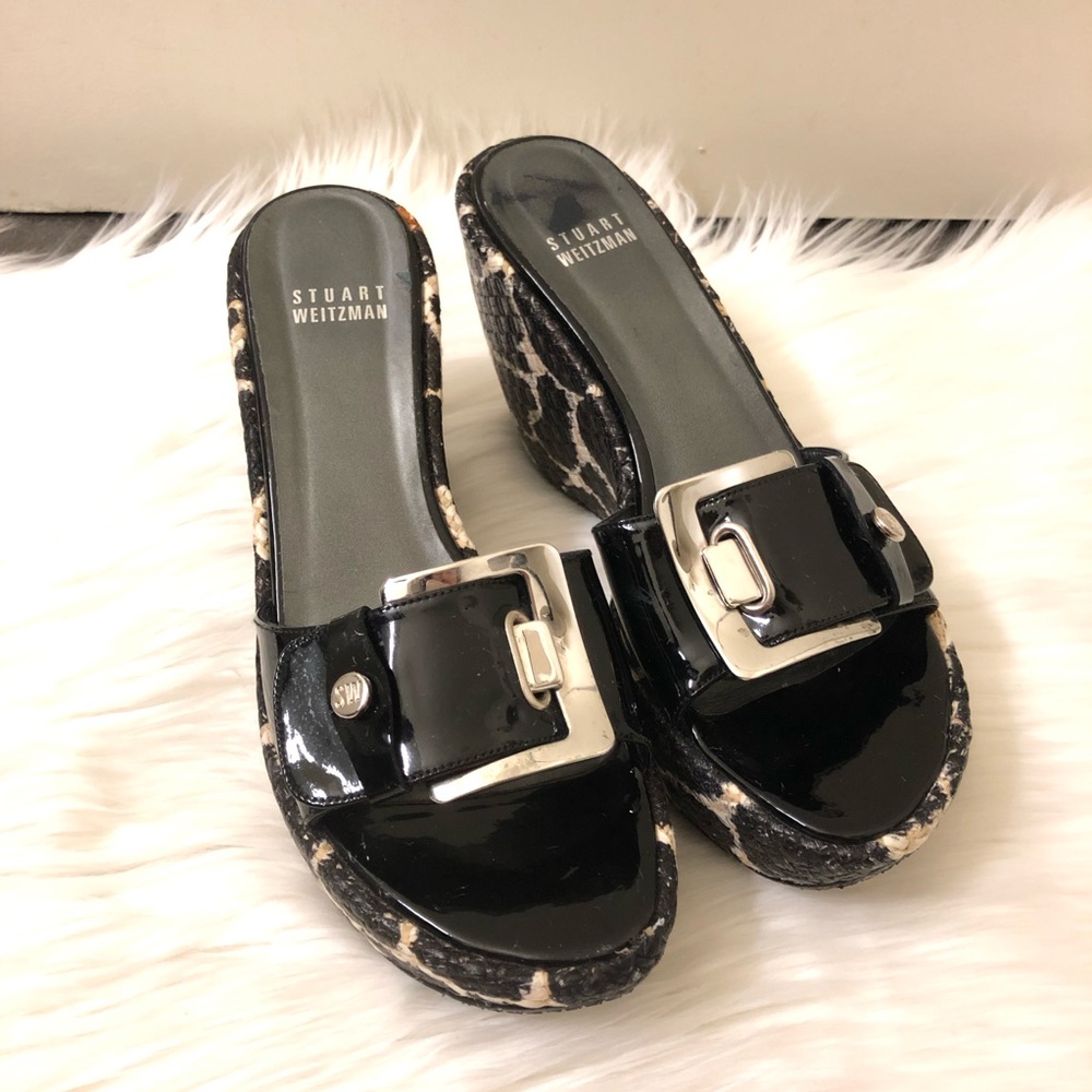NWOT Stuart Weitzman Slides w/ Buckle & Wedge Heel